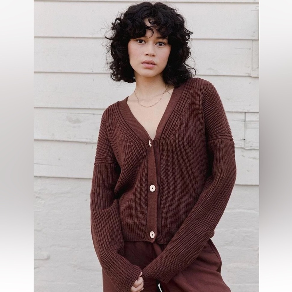 Tradlands | Shelter Cotton Cardigan in Earth Brown XS